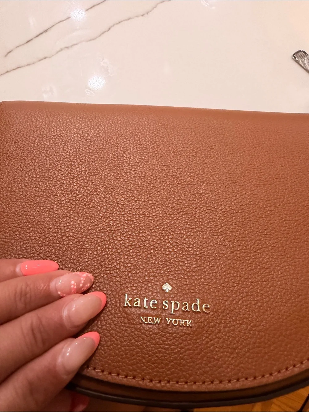 NWOT kate spade Caramel Tan Pebbled Leather Crossbody Bag
